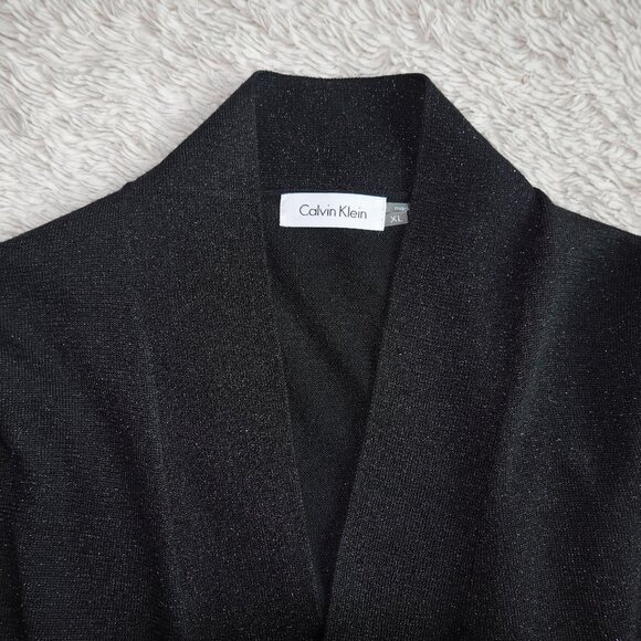 Women's Size XL Calvin Klein Black Shimmer Sparkle Shrug Cropped 3/4 Sleeves NWT - Picture 2 of 6